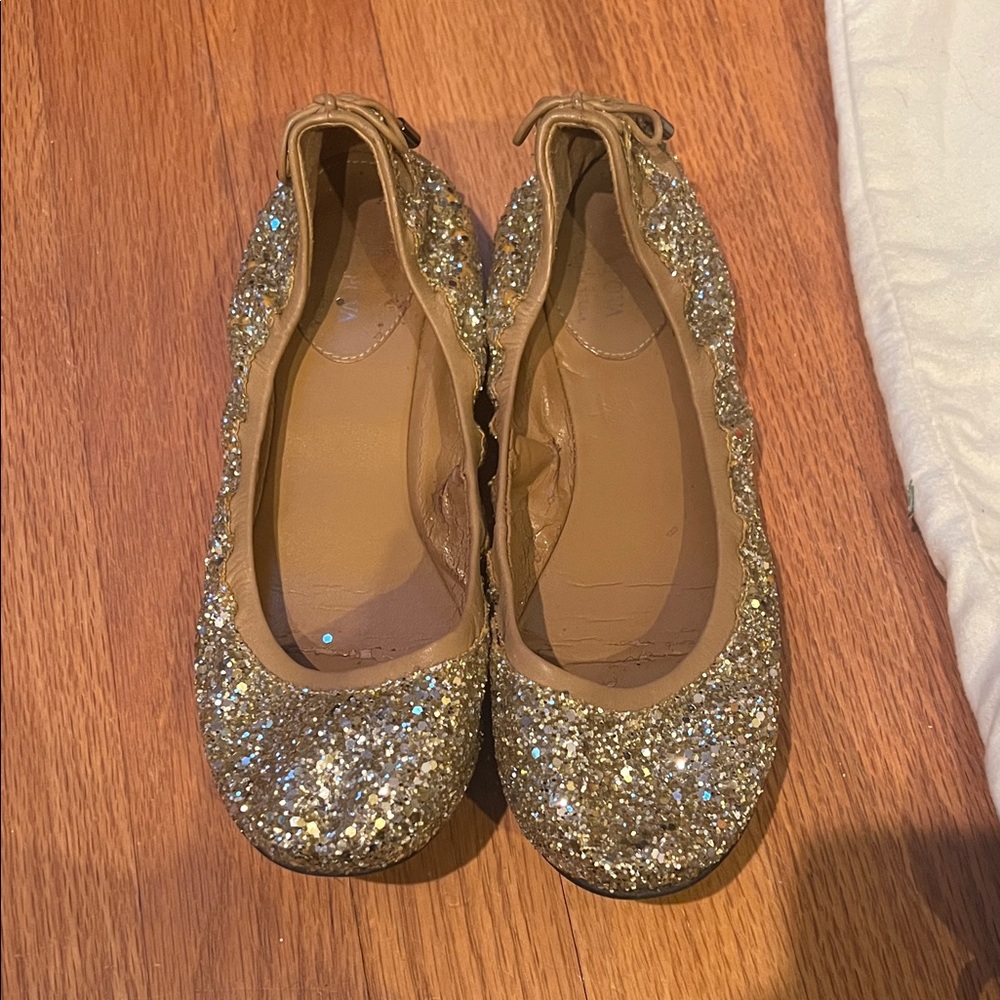 Maria Sharapova x Cole Haan Sparkling Gold Glitter Ballet Flats LIMITED EDITION!